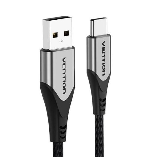 Εικόνα της Καλώδιο Vention USB-A Male to USB-C Male 3A Braided Aluminum Alloy 0.25m Black/Gray CODHC