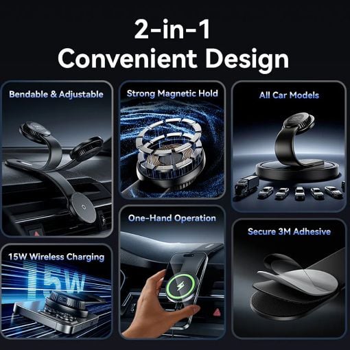 Εικόνα της Vention Magnetic Wireless Car Mount Charger Black KSKB0