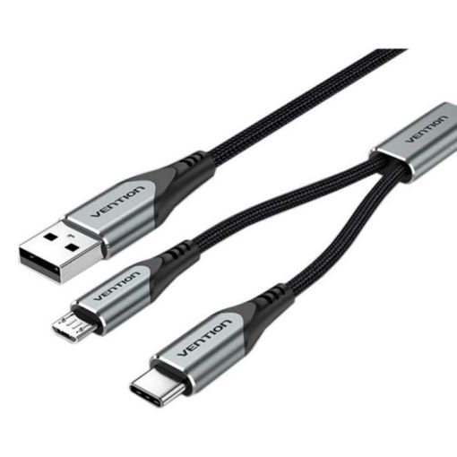 Εικόνα της Καλώδιο Vention USB-A Male to Dual USB-C Male 1m Gray CQOHF