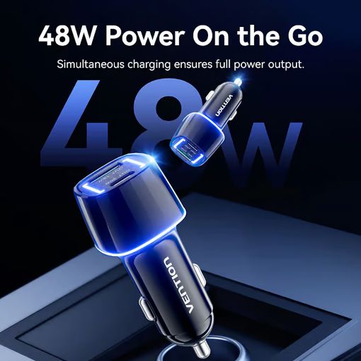 Εικόνα της Φορτιστής Αυτοκινήτου Vention USB-C & USB-A 48W Black FFRB0