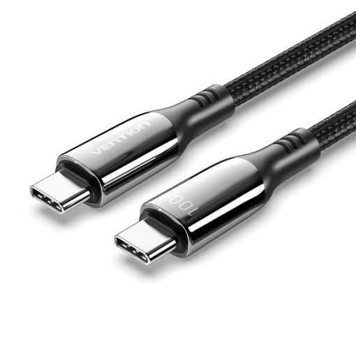 Εικόνα της Καλώδιο Vention USB-C Male to USB-C Male 5A 100W PD Nylon Braided 1.2m Black CTXBAV