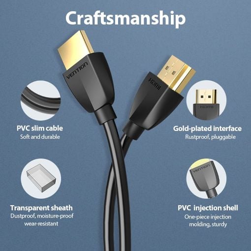 Εικόνα της Καλώδιο Vention HDMI Male to HDMI Male v.2.0 4K 60Hz 1.5m Black AAIBG