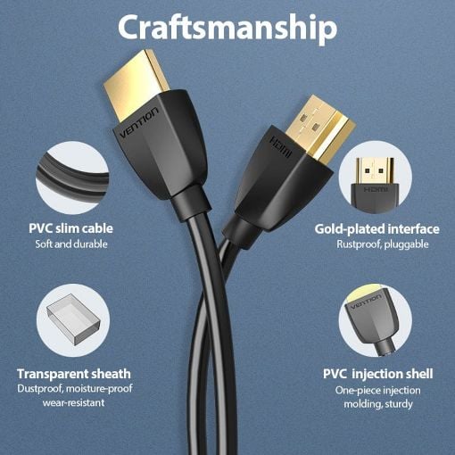 Εικόνα της Καλώδιο Vention HDMI Male to HDMI Male v.2.0 4K 60Hz 1.5m Black AAIBG