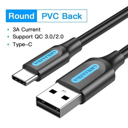 Εικόνα της Καλώδιο Vention USB-A Male to USB-C Male 3A 1m Black COKBF