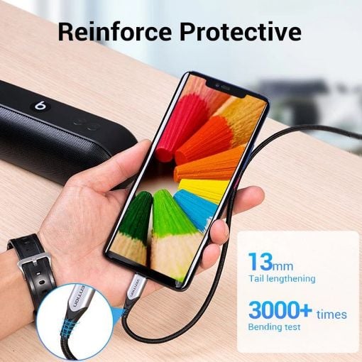 Εικόνα της Καλώδιο Vention USB-A Male to USB-C Male 3A 1m Black COKBF