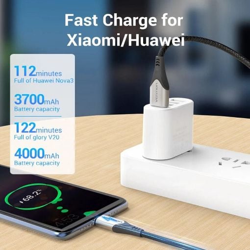 Εικόνα της Καλώδιο Vention USB-A Male to USB-C Male 3A 1m Black COKBF