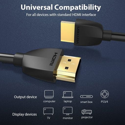 Εικόνα της Καλώδιο Vention HDMI Male to HDMI Male v.2.0 4K 60Hz 1m Black AAIBF