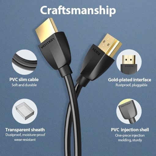 Εικόνα της Καλώδιο Vention HDMI Male to HDMI Male v.2.0 4K 60Hz 0.5m Black AAIBD