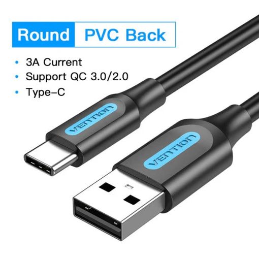 Εικόνα της Καλώδιο Vention USB-A Male to USB-C Male 3A 1.5m Black COKBG