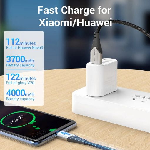 Εικόνα της Καλώδιο Vention USB-A Male to USB-C Male 3A 1.5m Black COKBG