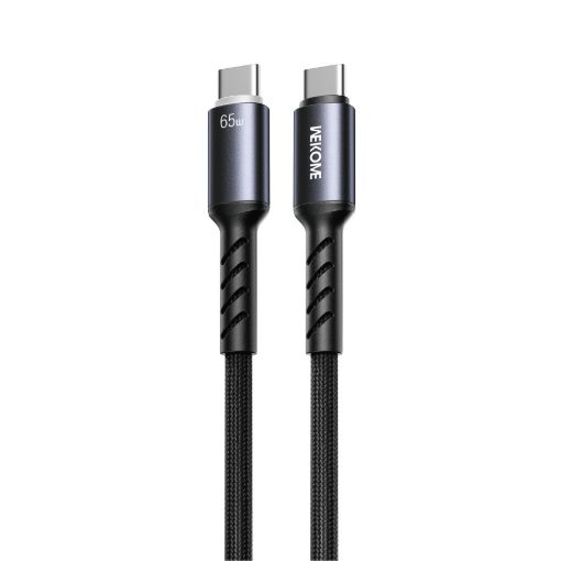 Εικόνα της Καλώδιο WK USB-C Male to USB-C Male 65W LED 1.2m Black WDC-C14
