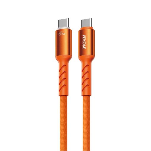 Εικόνα της Καλώδιο WK USB-C Male to USB-C Male 65W LED 1.2m Orange WDC-C14