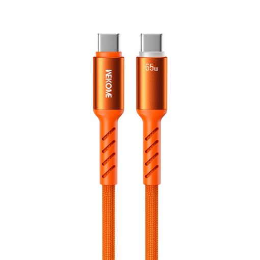 Εικόνα της Καλώδιο WK USB-C Male to USB-C Male 65W LED 1.2m Orange WDC-C14