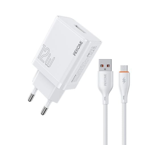 Εικόνα της Φορτιστής WK USB-A 12W με καλώδιο Micro-USB White