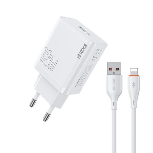 Εικόνα της Φορτιστής WK USB-A 12W με καλώδιο Lightning White
