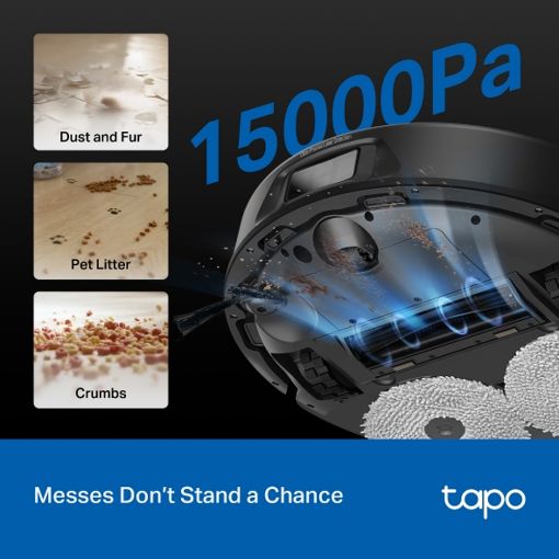 Εικόνα της Σκούπα Ρομπότ TP-Link Tapo RV50 Pro Omni + Advanced Self-Cleaning Docking Station Black