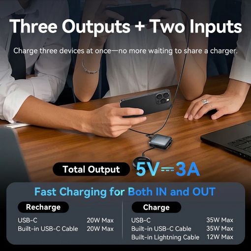 Εικόνα της Power Bank Vention Dash Mini 10000mAh Led Display Built-Ιn USB-C & Lightning 45W Beige FKMN0