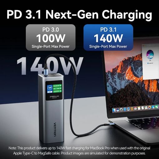 Εικόνα της Power Bank Vention 27000mAh 2x USB-C & USB-A 140W Gray FKEH0