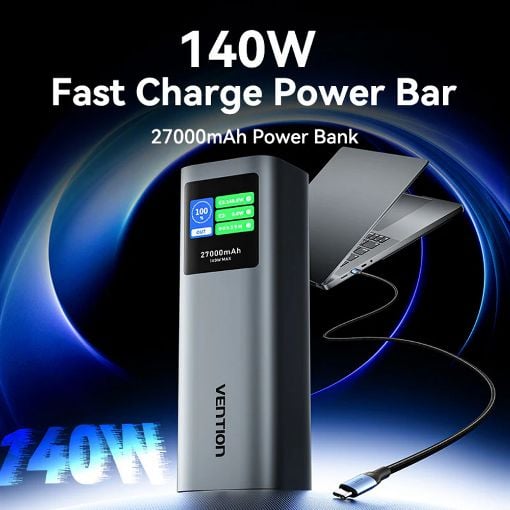 Εικόνα της Power Bank Vention 27000mAh 2x USB-C & USB-A 140W Gray FKEH0