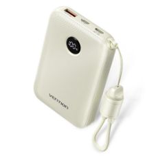 Εικόνα της Power Bank Vention 10000mAh USB-C/USB-A Led Display Built-Ιn Cable 22.5W Beige FKAN0-C