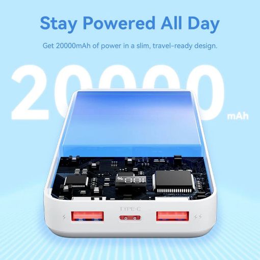 Εικόνα της Power Bank Vention 20000mAh USB-C & 2x USB-A Led Display 22.5W White FHLW0
