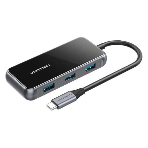Εικόνα της USB Hub Vention 5-in-1 4x USB-A & USB-C PD 87W 0.15m Gray Mirrored Surface TFDHB