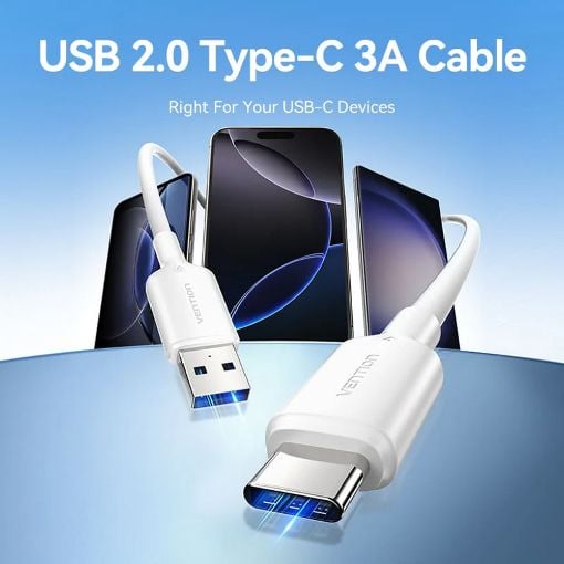 Εικόνα της Καλώδιο Vention USB-A Male to USB-C Male 60W 2m PVC Black CTQBH