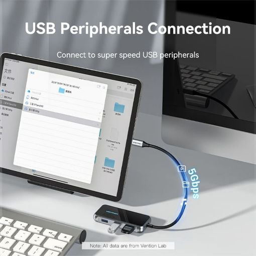 Εικόνα της Docking Station Vention 7-in-1 USB-C PD 4K 30Hz 100W 0.15m Gray TFMHB