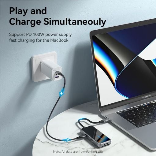 Εικόνα της Docking Station Vention 7-in-1 USB-C PD 4K 30Hz 100W 0.15m Gray TFMHB