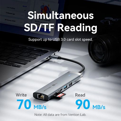 Εικόνα της Docking Station Vention 9-in-1 USB-C PD 4K 60Hz 100W 0.15m Gray TGVHB