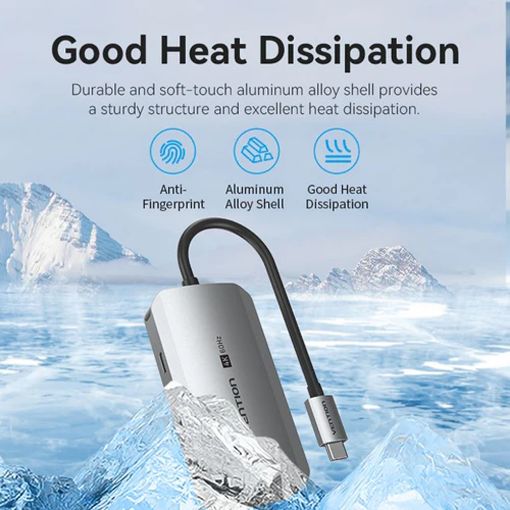 Εικόνα της Docking Station Vention 4-in-1 USB-C PD 4K 60Hz 100W 0.15m Gray TQAHB