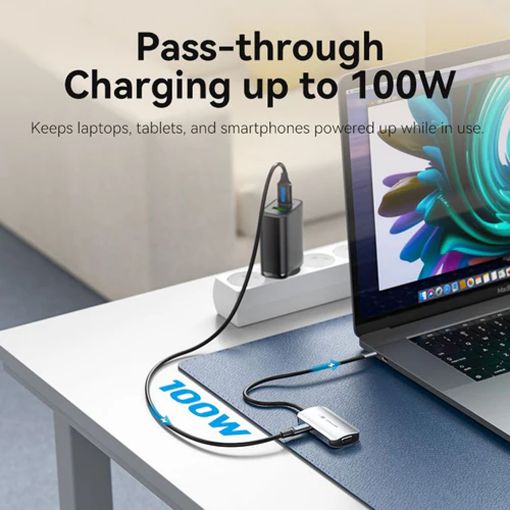 Εικόνα της Docking Station Vention 4-in-1 USB-C PD 4K 60Hz 100W 0.15m Gray TQAHB