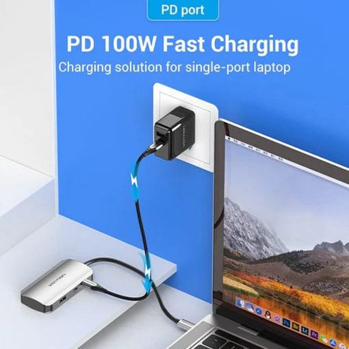 Εικόνα της USB Hub Vention 5-in-1 3x USB-A & 2x USB-C PD 100W 0.15m Gray TNDHB