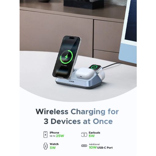 Εικόνα της Ασύρματος Φορτιστής Ugreen W711 3-in-1 Charging Pad Qi2 25W Blue 55677