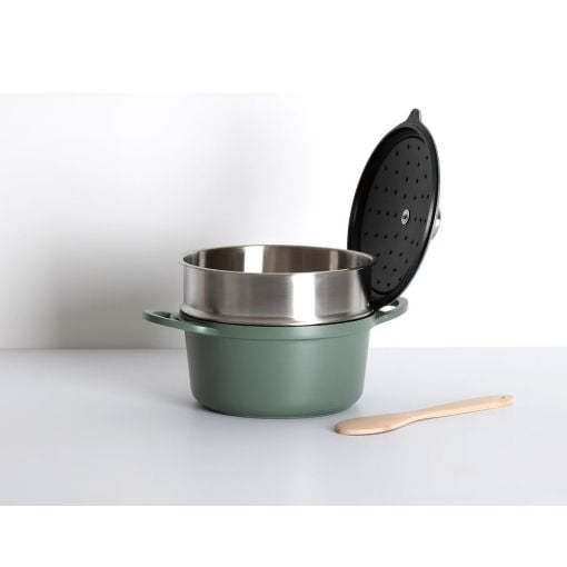 Εικόνα της Κατσαρόλα 5Five με Καλάθι Ατμού 24cm 4.5lt Olive Green 189457