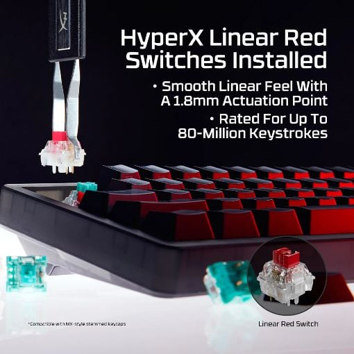 Εικόνα της Πληκτρολόγιο HyperX Origins 2 65% RGB Hot-Swappable Linear Red Switches (US) Black B4QS3AA