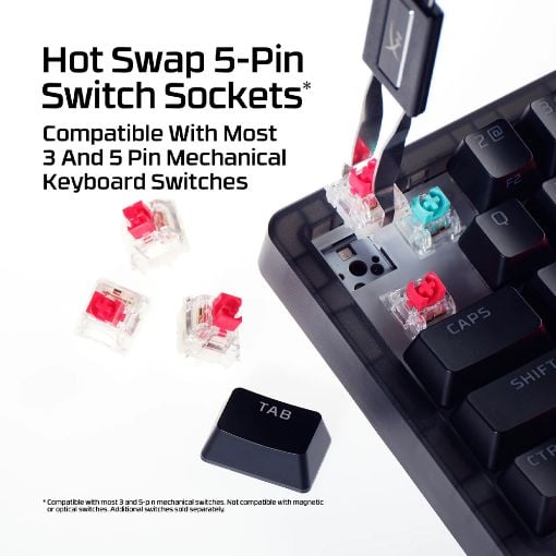 Εικόνα της Πληκτρολόγιο HyperX Origins 2 65% RGB Hot-Swappable Linear Red Switches (US) Black B4QS3AA