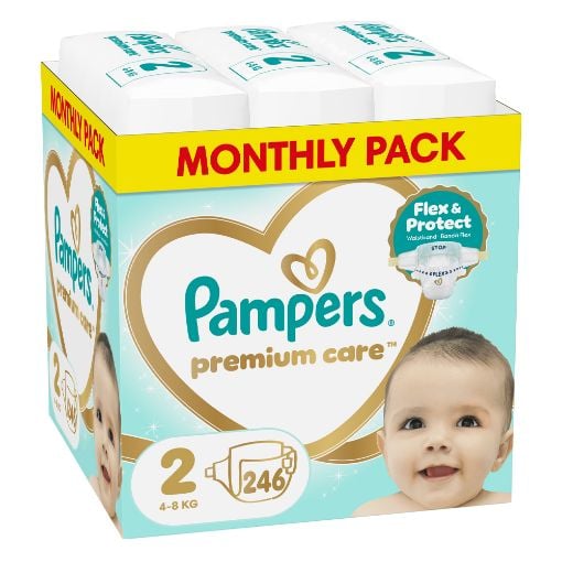 Εικόνα της Πάνες με Αυτοκόλλητο Pampers Premium Care No.2 (4-8kg) Monthly Pack 246τμχ