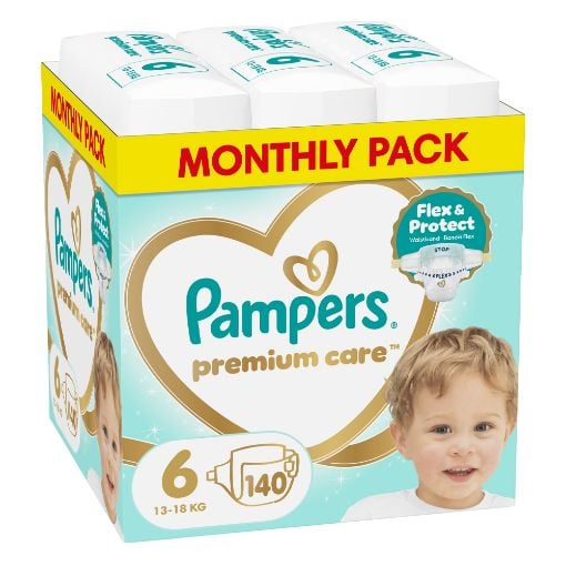 Εικόνα της Πάνες με Αυτοκόλλητο Pampers Premium Care No.6 (13-18kg) Monthly Pack 140τμχ