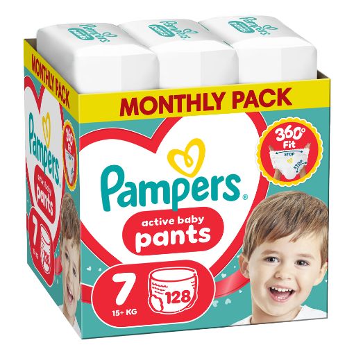 Εικόνα της Πάνες Βρακάκι Pampers Pants No.7 (15kg+) Monthly Pack 128τμχ