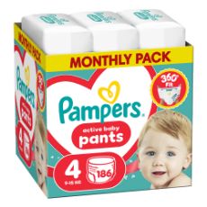Εικόνα της Πάνες Βρακάκι Pampers Pants No.4 (9-15kg) Monthly Pack 186τμχ
