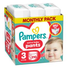Εικόνα της Πάνες Βρακάκι Pampers Pants No.3 (6-11kg) Monthly Pack 210τμχ