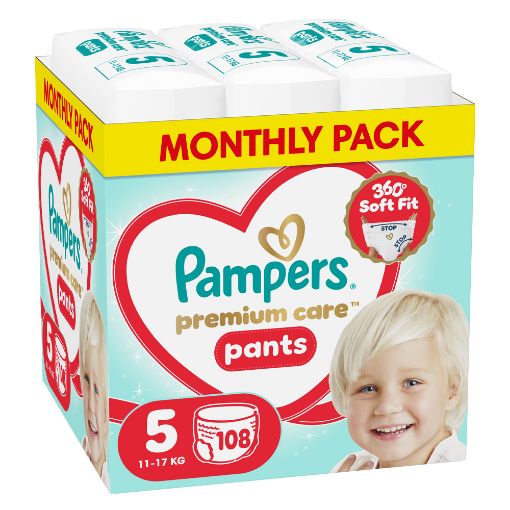 Εικόνα της Πάνες Βρακάκι Pampers Premium Care No.5 (11-17kg) Monthly Pack 108τμχ