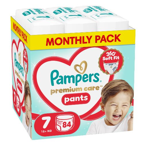 Εικόνα της Πάνες Βρακάκι Pampers Premium Care No.7 (15kg+) Monthly Pack 84τμχ