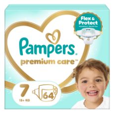 Εικόνα της Πάνες με Αυτοκόλλητο Pampers Premium Care No.7 (15kg+) 64τμχ
