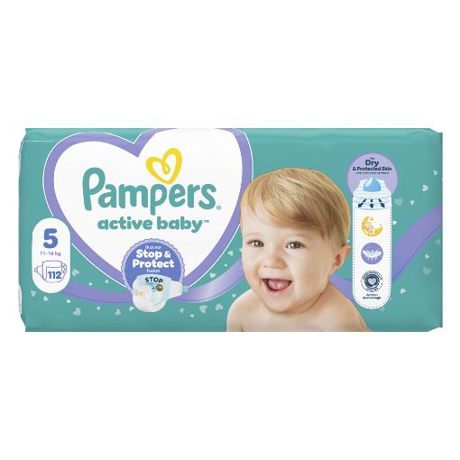 Εικόνα της Πάνες με Αυτοκόλλητο Pampers Active Baby No.5 (11-16kg) 112τμχ