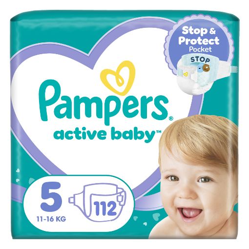 Εικόνα της Πάνες με Αυτοκόλλητο Pampers Active Baby No.5 (11-16kg) 112τμχ