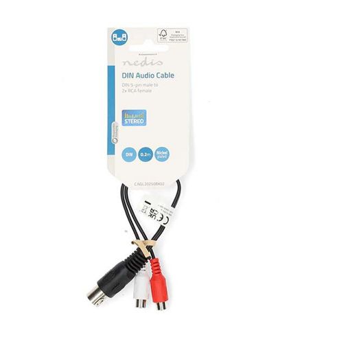 Εικόνα της Καλώδιο Nedis DIN 5-Pin Male to 2x RCA Female 0.2m Black CAGL20250BK02