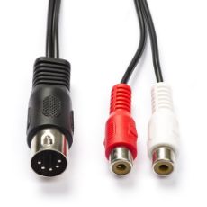 Εικόνα της Καλώδιο Nedis DIN 5-Pin Male to 2x RCA Female 0.2m Black CAGL20250BK02