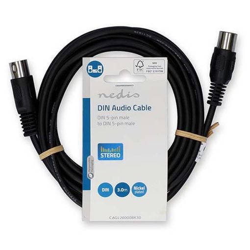 Εικόνα της Καλώδιο Nedis DIN 5-Pin Male to DIN 5-Pin Male Nickel-Plated 3m Black CAGL20000BK30